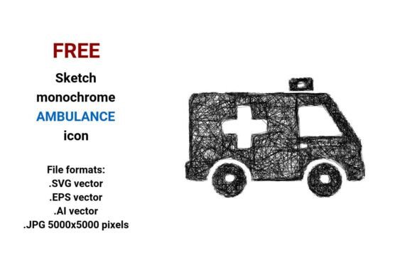 FREE Sketch Ambulance Icon: A Versatile Graphic Design Asset for Marketers