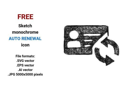 FREE Sketch Auto Renewal Icon for Creative Design Projects