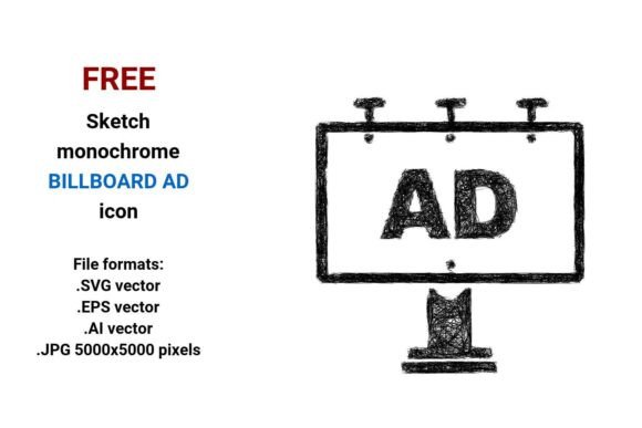 FREE Sketch Billboard Ad Icon – A Versatile Graphic Design Asset for Marketers