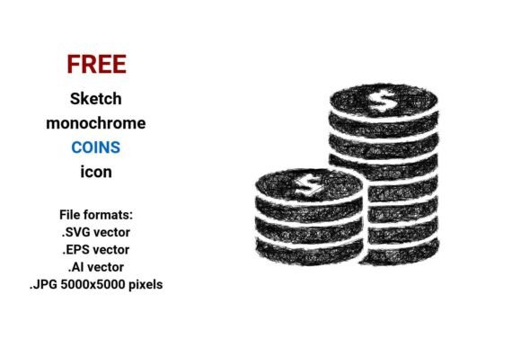 FREE Sketch Coins Icon – A Practical Graphic Design Asset for Creative Sellers
