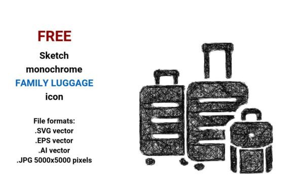 FREE Sketch Family Luggage Icon for Small Business Branding & Packaging
