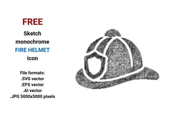 FREE Sketch Fire Helmet Icon for Graphics and Freebies