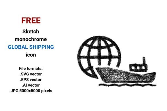 FREE Sketch Global Shipping Icon for Small Business Branding and Packaging