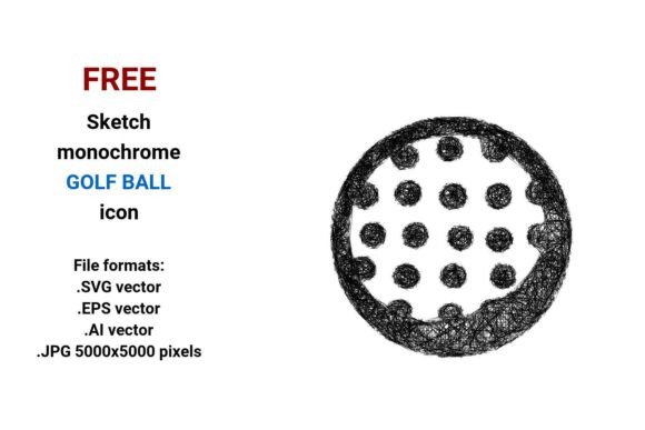 FREE Sketch Golf Ball Icon for Real Embroidery Projects