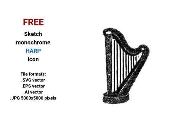 FREE Sketch Harp Icon for Branding and Marketing