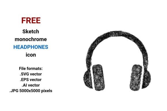 FREE Sketch Headphones Icon for Graphics and Freebies