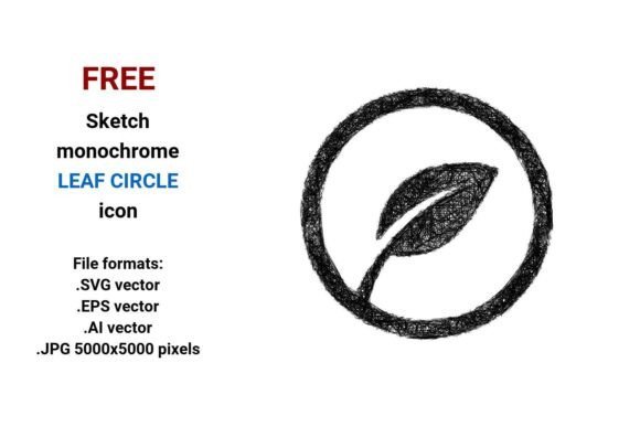 FREE Sketch Leaf Circle Icon for Graphics and Freebies