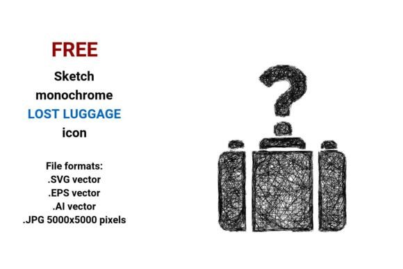 FREE Sketch Lost Luggage Icon for Graphics and Freebies