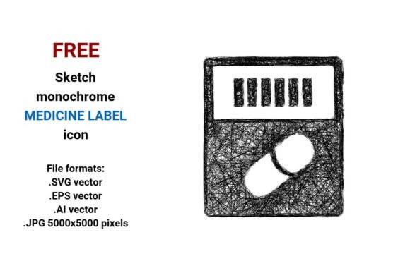 FREE Sketch Medicine Label Icon: A Practical Graphic Design Asset for Crafters