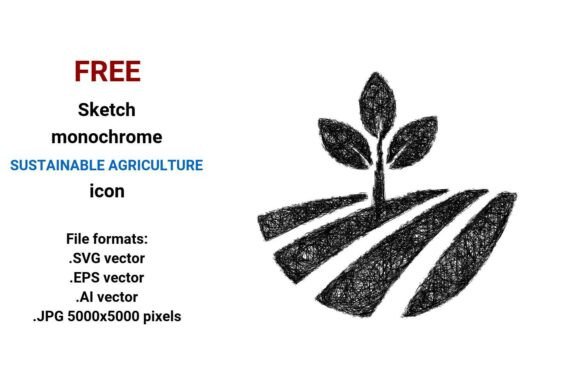 FREE Sketch Sustainable Agriculture Icon: A Practical Graphic Design Asset for Local Businesses