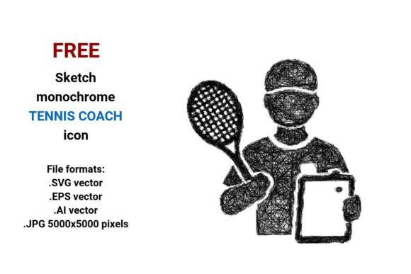 FREE Sketch Tennis Coach Icon for Graphics and Freebies