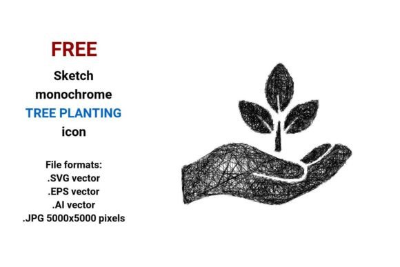 FREE Sketch Tree Planting Icon for Small Business Branding & Packaging