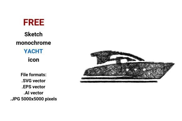 FREE Sketch Yacht Icon for Small Business Branding and Packaging Design