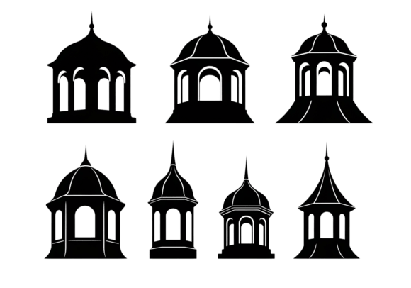 Gazebo Silhouette Vector Pack for Crafts and Graphics