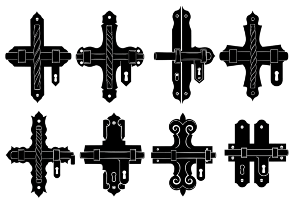 Gothic Door Hardware Clipart Set for Crafts and Graphics
