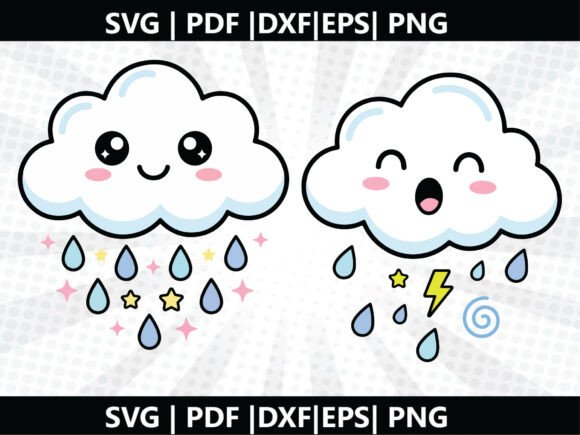 Kawaii Cloud Rain SVG: A Versatile Graphic Design Freebie for Creative Campaigns