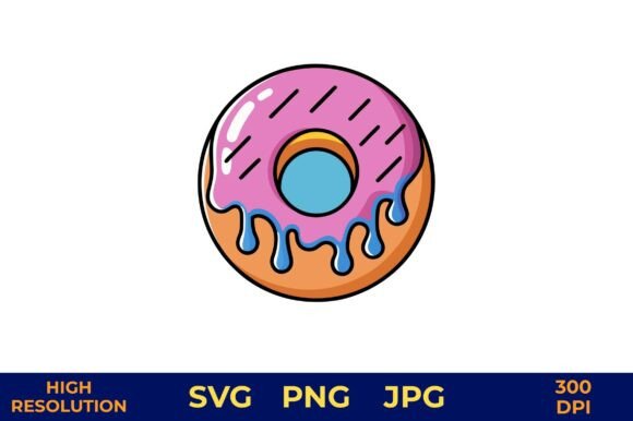 Pink Frosted Doughnut with Blue Icing: A Versatile Graphics Freebie for Content Creators