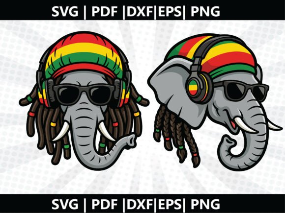 Rasta Elephant SVG Cricut Cut File: A Vibrant Graphic for Creative Projects